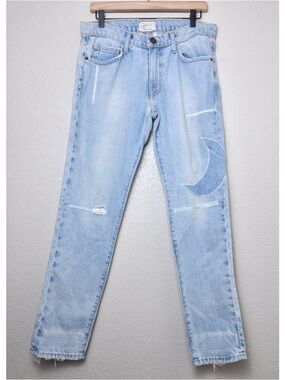 NEW Current Elliott Patchwork Celestial Denim Straight Leg Jean 29 Moon Crescent